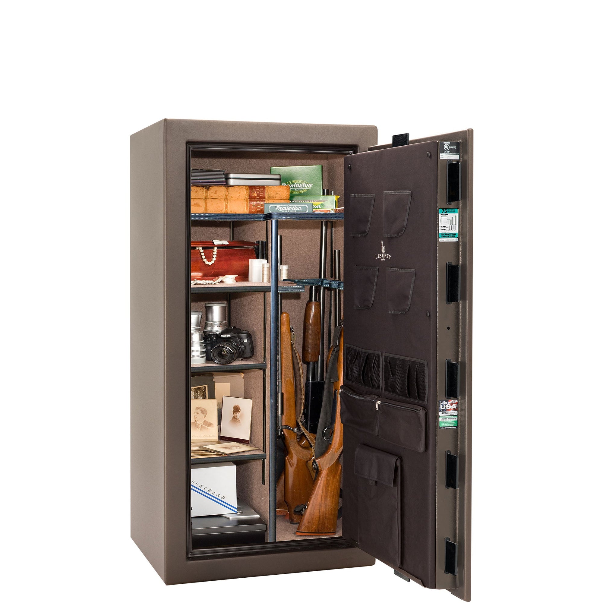 Colonial 23 | Level 4 Security | 75 Minute Fire Protection | 30 | DIMENSIONS: 60.5"(H) X 30"(W) X 22"(D) | Bronze Textured Elock – Closed
